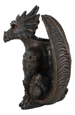 Gothic Winged Dragon Guard Gargoyle With Translucent Eyes Candle Holder Figurine-10