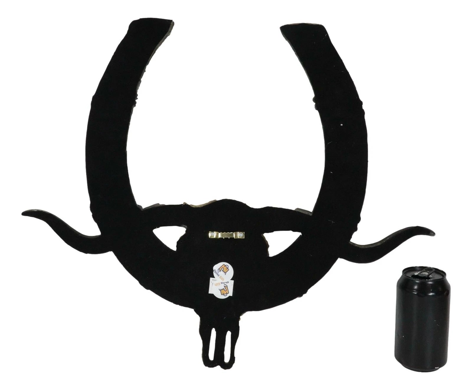 21" L Rustic Western Longhorn Bull Cow Skull With Giant Horseshoe Wall Decor-7