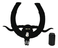 21" L Rustic Western Longhorn Bull Cow Skull With Giant Horseshoe Wall Decor-7