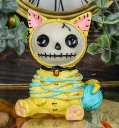 Furrybones Tabby Mao Mao Entangled With Yarn Kitty Cat Skeleton Figurine 2.5"H-1