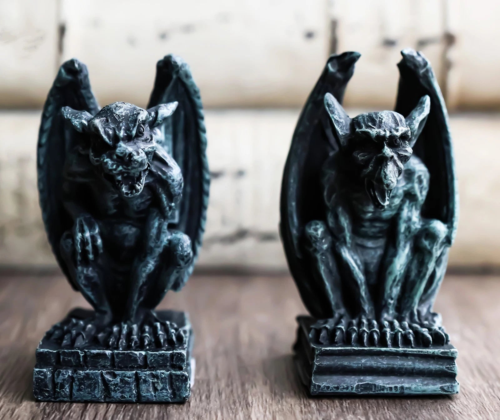 Gothic Notre Dame Guardian Mini Gargoyle Statue Set of 2 Miniature Fairy Garden-9