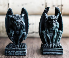 Gothic Notre Dame Guardian Mini Gargoyle Statue Set of 2 Miniature Fairy Garden-9