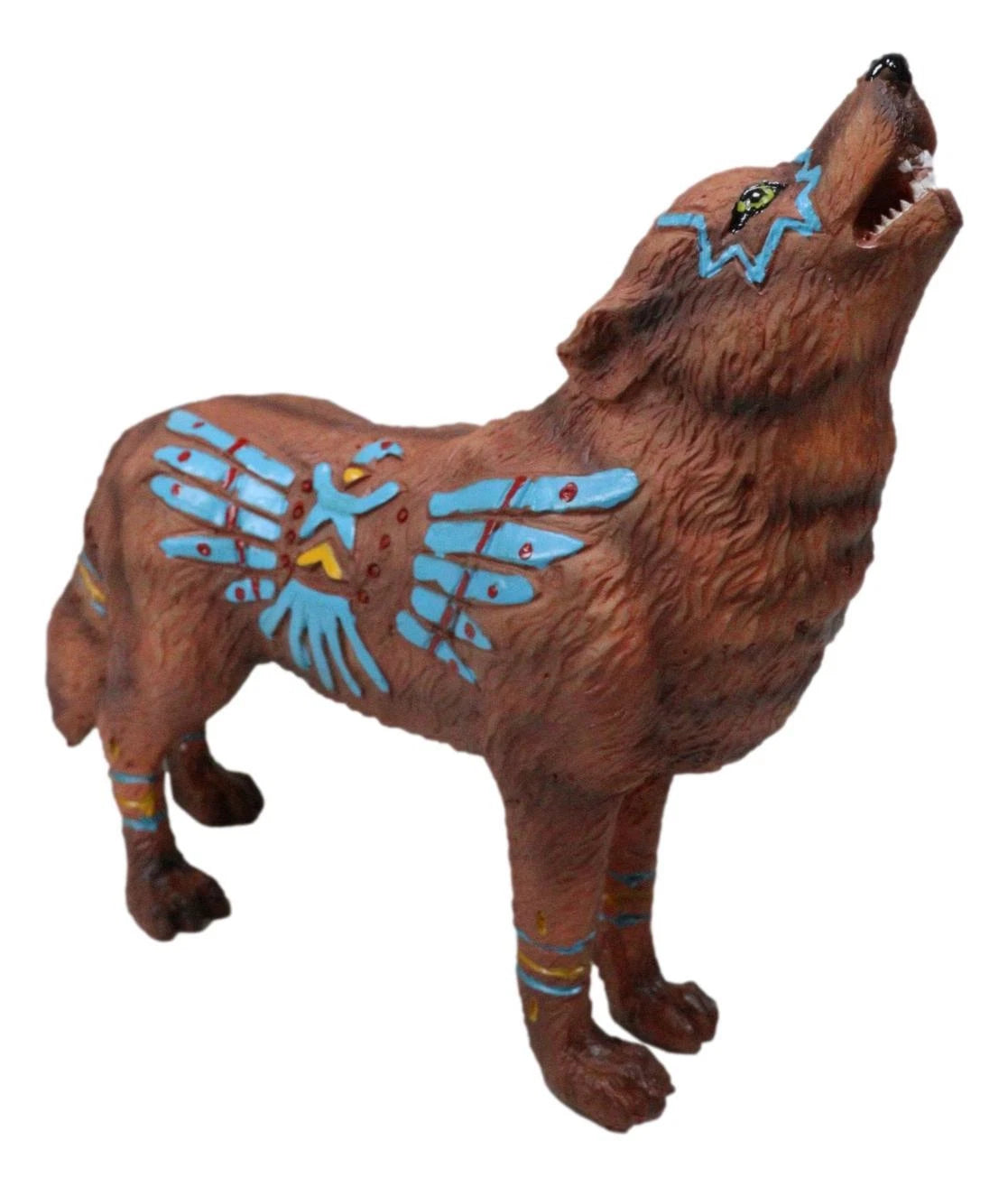 Eagle Vision Native Tribal Howling Wolf Totem Spirit Figurine Collection 6.25"L-11