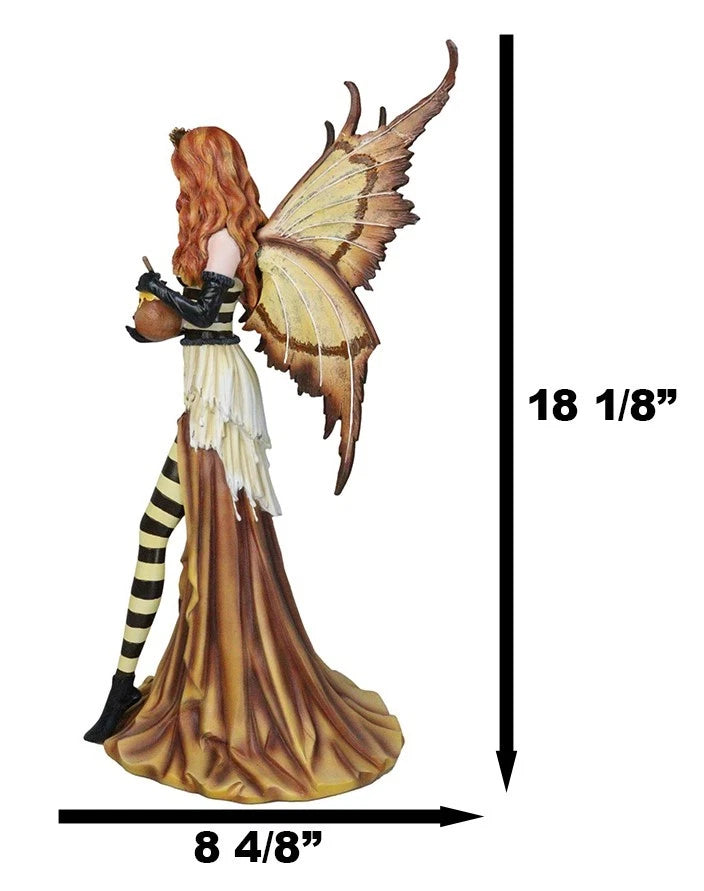 Estatua grande de 45 cm de altura de una reina de fantasía, abejorro, hada madre con tarro de miel-9