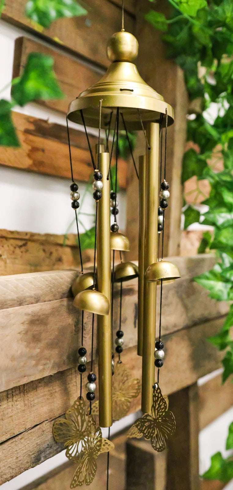 Beautiful Cottage Garden Carved Butterfly Canopy Metal Wind Chime Hanging Mobile-1