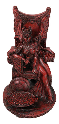 Celtic Maeve with Bird and Squirrel On Throne Statue 11" Tall Clay Finish-9