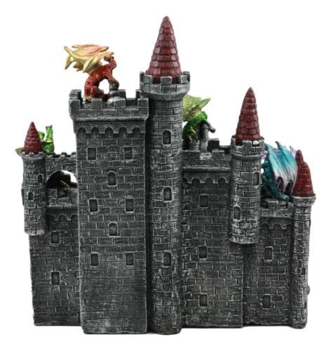 Medieval Mini Dragons Guarding King's Landing Castle Fortress Display Statue Set-6