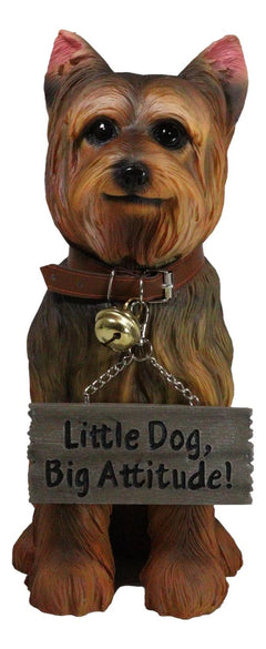 Yorkie Dog Garden Statue 12.5"H Yorkshire Terrier Welcome Figurine Jingle Collar-10