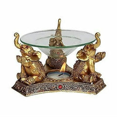 Feng Shui Trio Golden Triple Elephant Oil Burner Home Decor-5
