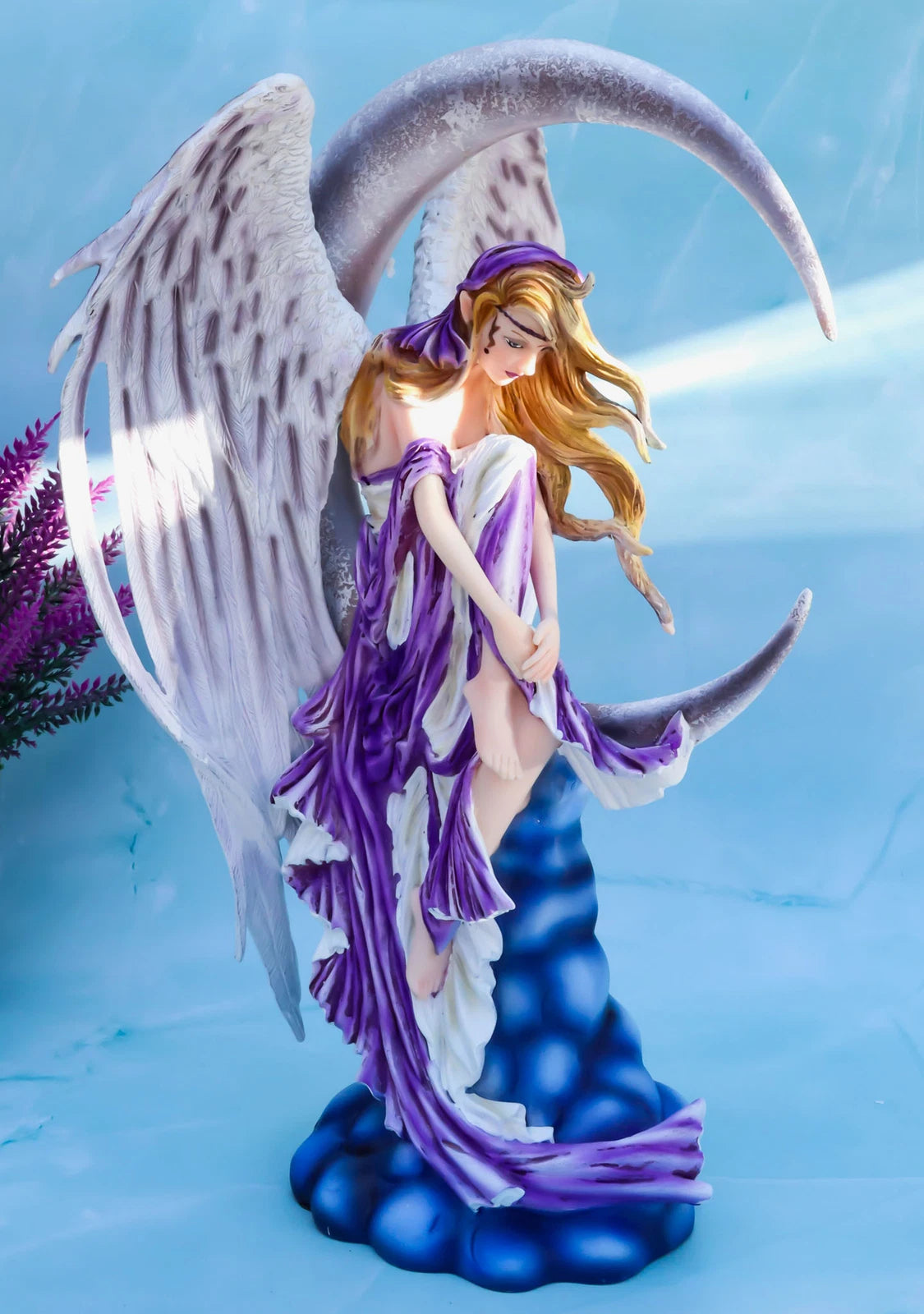 Large Celestial Crescent Moon Dreamer Fairy Statue 12"H Nene Thomas Figurine-9
