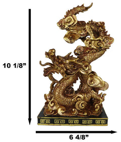 Feng Shui Chinese Imperial Nine Dragons Golden Dragon King Decorative Statue-10