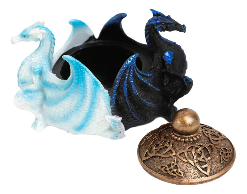 Joyero decorativo con dos dragones contrastantes de noche y día-10