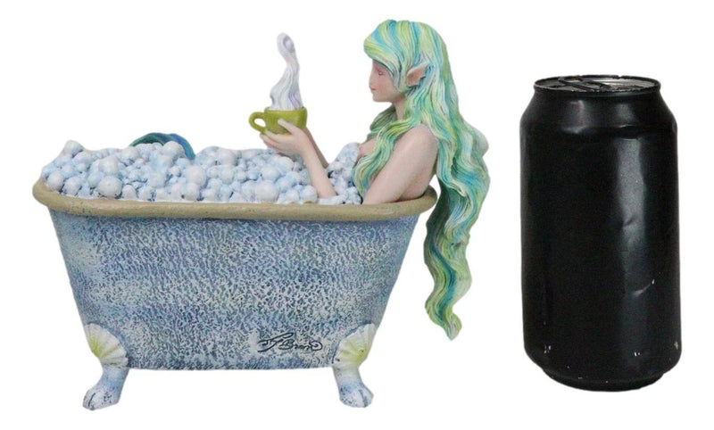 Amy Brown Aquamarine Pretty Mermaid Relaxing And Bubble Bathing in Tub Figurine-9