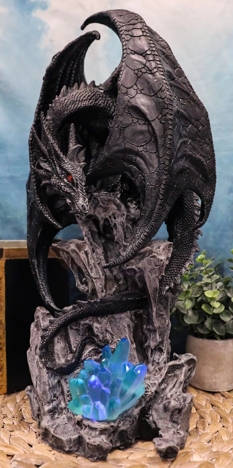 Large Euranius Drake Elder Dragon Guarding LED Light Crystal Elements Statue-2