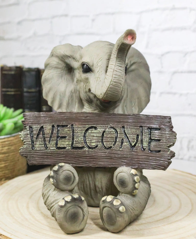 Figura de cría de elefante con la trompa hacia arriba, bienvenida a la vida silvestre de la selva, safari de sabana-1