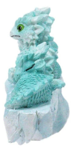 Winter Wonderland Ice Blue Baby Dragons On Frozen Bridge Glacier Rock Figurine-8