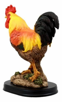 Estatua de gallo y gallina campestre orgullosa con base de 7.5" de alto-7