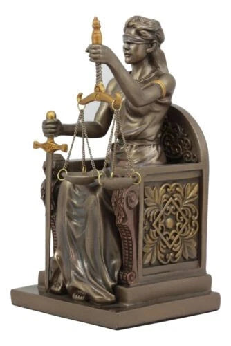 Seated Lady Justice Statue 8"Tall Greek Goddess La Justica Dike Figurine-10