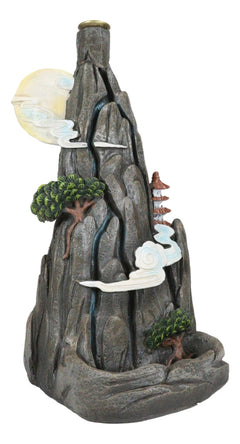 Feng Shui Rocky Mountain Top Buddhist Pagoda Temple Backflow Cone Incense Holder-11