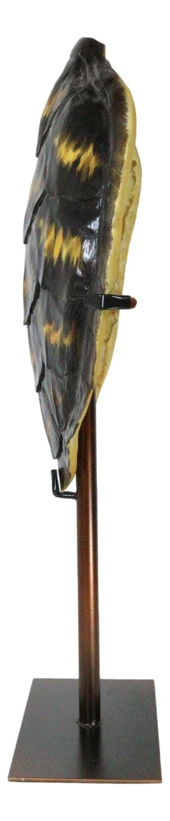 Nautical Marine Black Tone Faux Hawksbill Turtle Shell Sculpture With Pole Stand-11