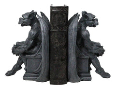 Conjunto de figuras de sujetalibros con gárgolas, centinelas y pedestales de la gárgola gótica de la noche-9