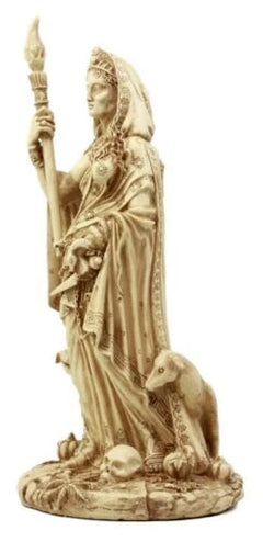 Ivory Hecate Statue Greek Goddess Hekate with She-Dogs Figurine 10.75" H-8