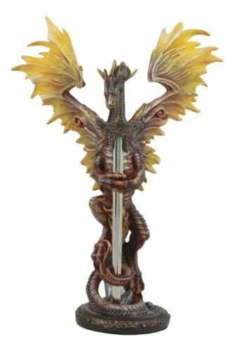 Flame Blade Ruth Thompson Dragon Statue With Dragon Letter Opener Blade 11.75"H-5