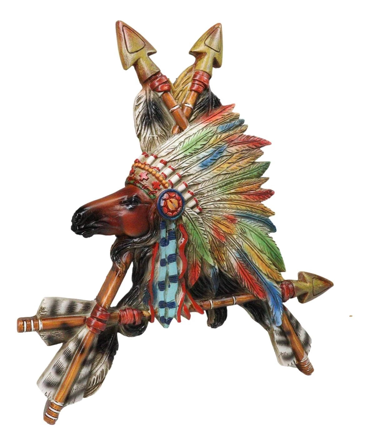 Native Tribal American Indian Chief Horse In Headdress With 3 Arrows Wall Decor