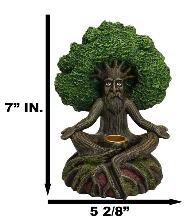Forest Greenman Tree Man Ent Meditating Backflow Incense Cone Burner Figurine-9