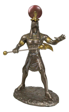 Egyptian Mythology God Horus Ra With Sun And Uraeus Disc Statue Heru Falcon-10