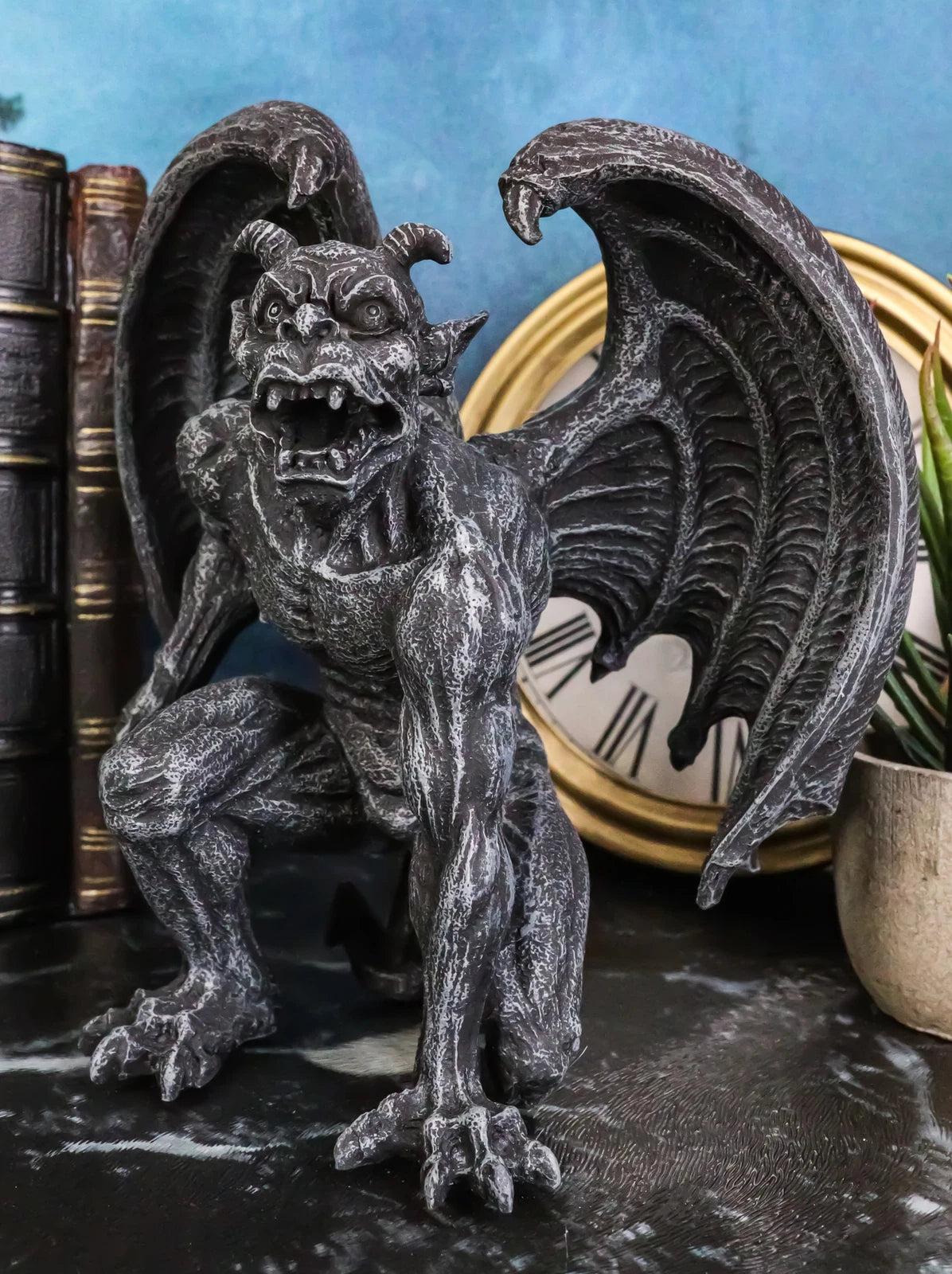 Winged Horned Devil Gargoyle Statue 6.25" Tall Notre Dame Evil Warden Gargoyle-10