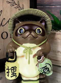 Auspicious Japanese Tanuki Raccoon Dog With Lantern And Sake Figurine Danuki-1