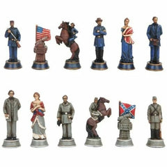 US Civil War Union North VS Confederate South Chess Pieces And Glass Board Set-9