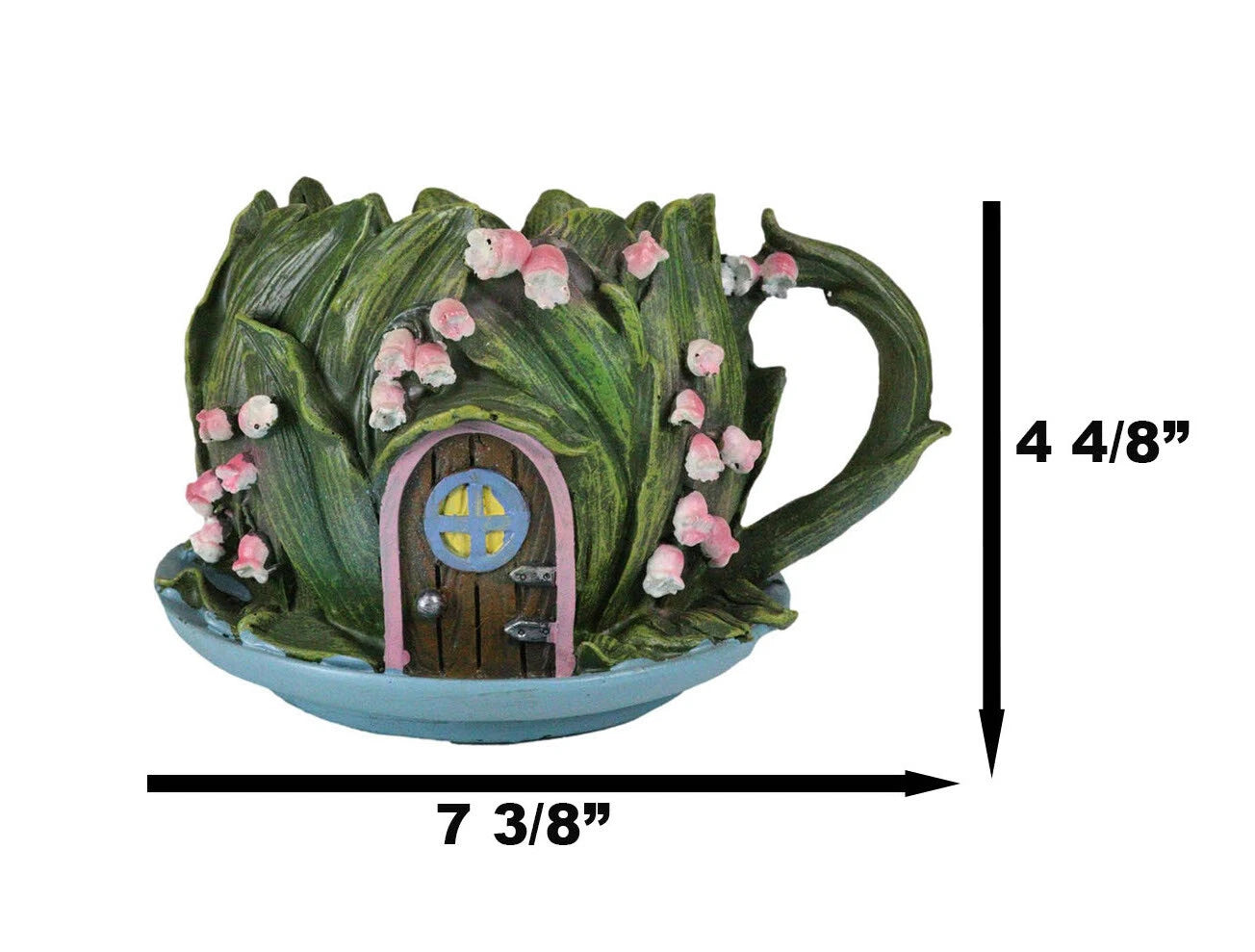 Fairy Garden Leaf Foliage Teacup Cottage House Floral Planter Vase Figurine-9