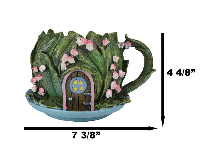 Fairy Garden Leaf Foliage Teacup Cottage House Floral Planter Vase Figurine-9