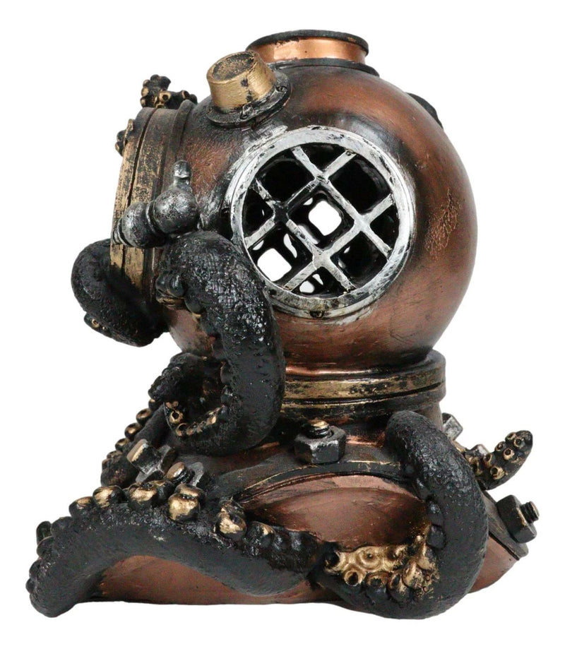 Marine Octopus Kraken Steampunk Divers Helmet With Skull Incense Cone Burner-9