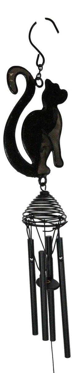 Wicca Witchcraft Black Cat Shadow Profile Stained Glass Wind Chime Suncatcher-7