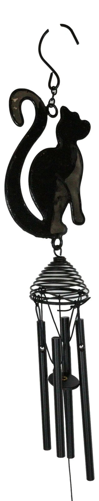 Wicca Witchcraft Black Cat Shadow Profile Stained Glass Wind Chime Suncatcher-7