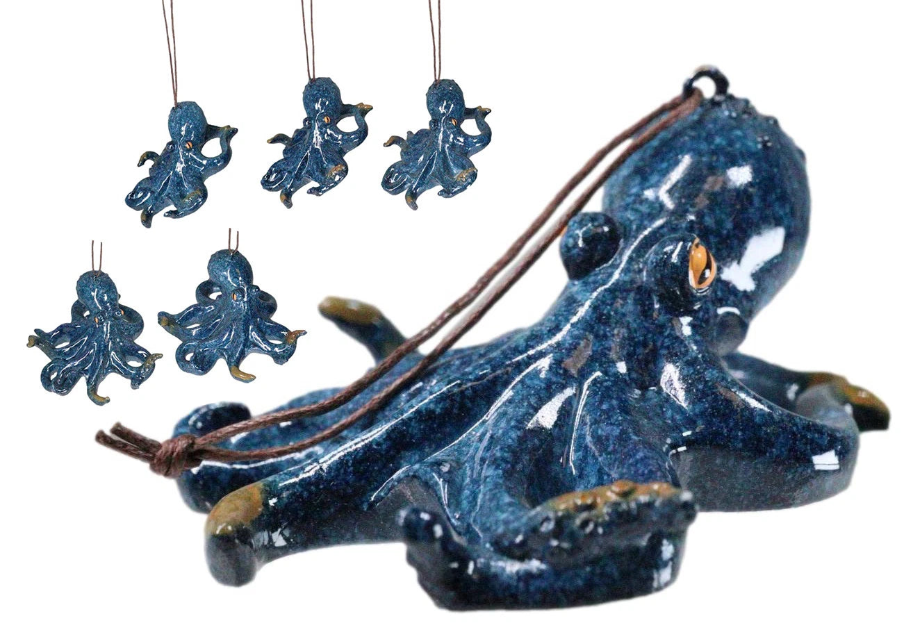 Set Of 6 Blue Giant Sea Octopus Ocean Marine Wall Hanging Decor Tree Ornaments-1