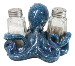 Onyx Blue Nautical Marine Cephalopod Octopus Salt Pepper Shakers Holder Set-9