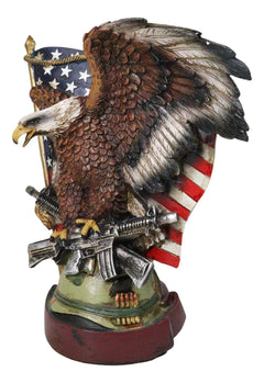 Bald Eagle With Crossed Rifles Soldier Helmet By Star Spangled US Flag Figurine-9