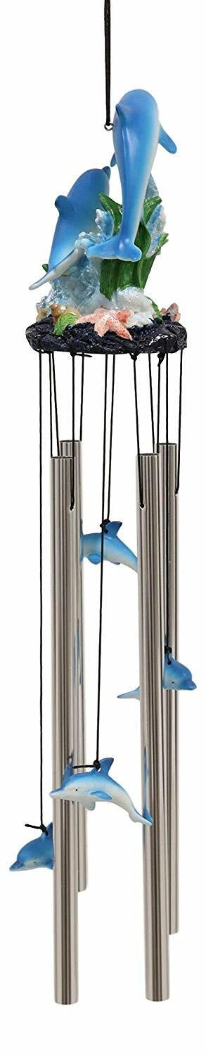 Nautical Marine Dolphin Family Swimming by Coral Reef Wind Chime 21" Long-8
