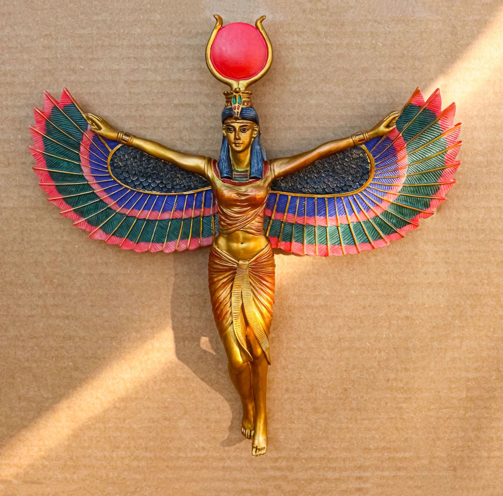 Ancient Egyptian Goddess Isis With Open Wings Wall Decor Isis Ra Deity Plaque-1