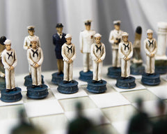 USA Soldier Theme Army vs Navy Chess Set Hand Painted with Glass Board 17 Inch-11