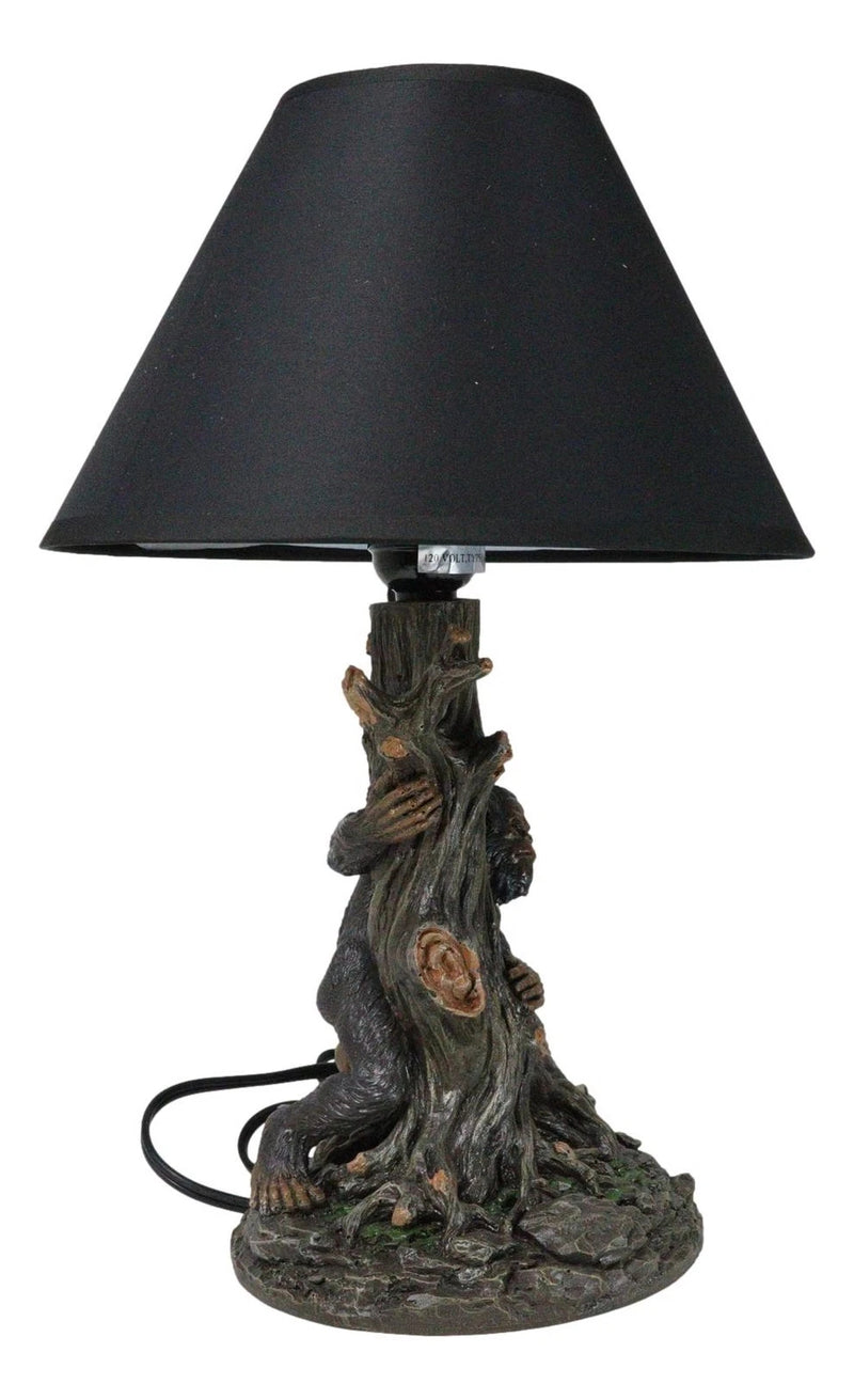 Mythical Creature Sasquatch Big Foot Cryptid Ape by Tree Trunk Table Lamp Decor-9