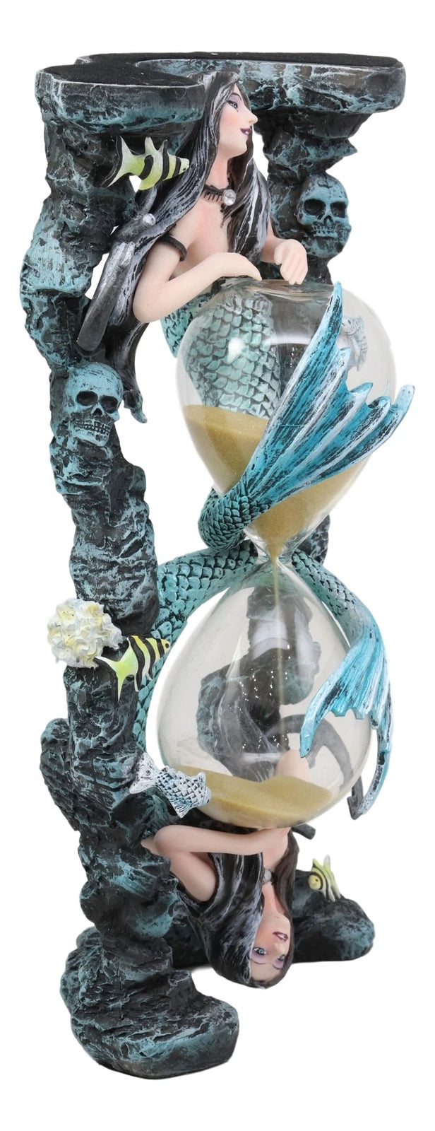 Large Sirens Of The Seas Necromancer Gothic Mermaid Sand Timer Pillar 9"H-6