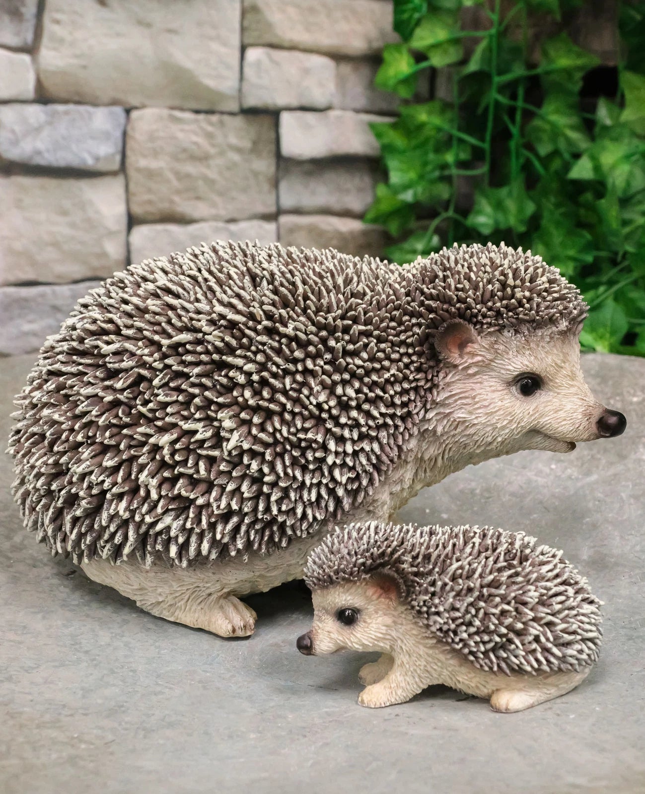 Set Of 2 Wildlife Animals Realistic Mother Hedgehog With Baby Hoglet Figurines-9