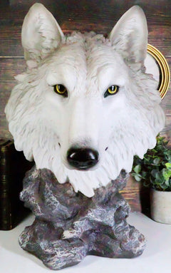 Realistic Large Gray Wolf Head Bust Statue 16"Tall Blood Lust Timberwolf Decor-1