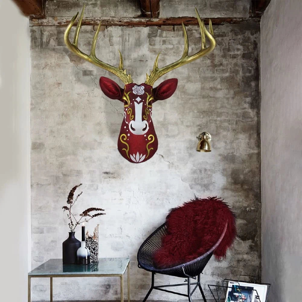 Deer Head Faux Taxidermy Wall Sculpture Rustic Cabin Wall Home Decor 19.5"-8