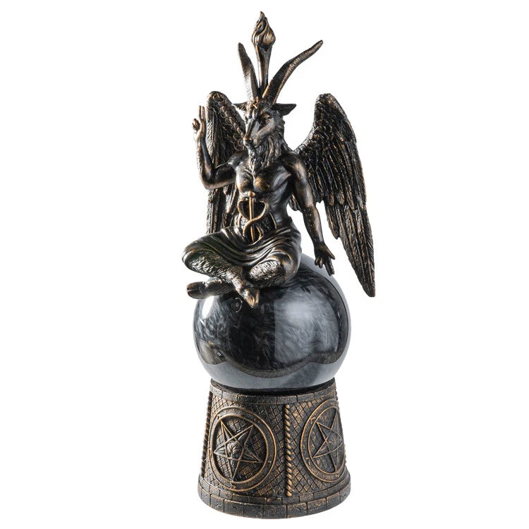 Pentagram Sigil Sabbatic Goat Baphomet Skull Black Sandstorm Gazing Ball-7